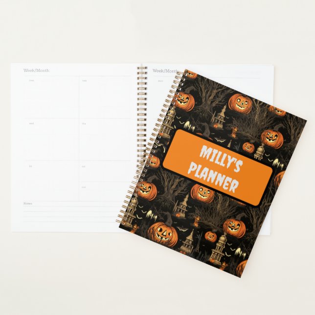 Halloween Pumpkin Pattern Dark Planner (Display)