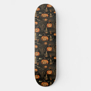 Halloween Pumpkin Pattern Dark Skateboard