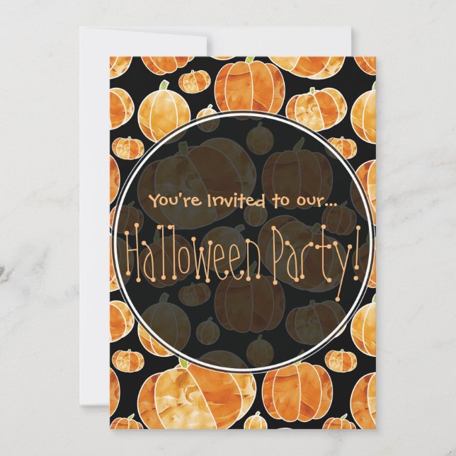 Halloween Pumpkin Pattern Double Sided Invitation (Front)