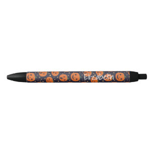 Halloween Pumpkin Pattern Jack O Lantern Festive Black Ink Pen
