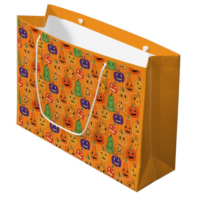 Halloween Pumpkin Pattern Large Gift Bag (Front Angled)