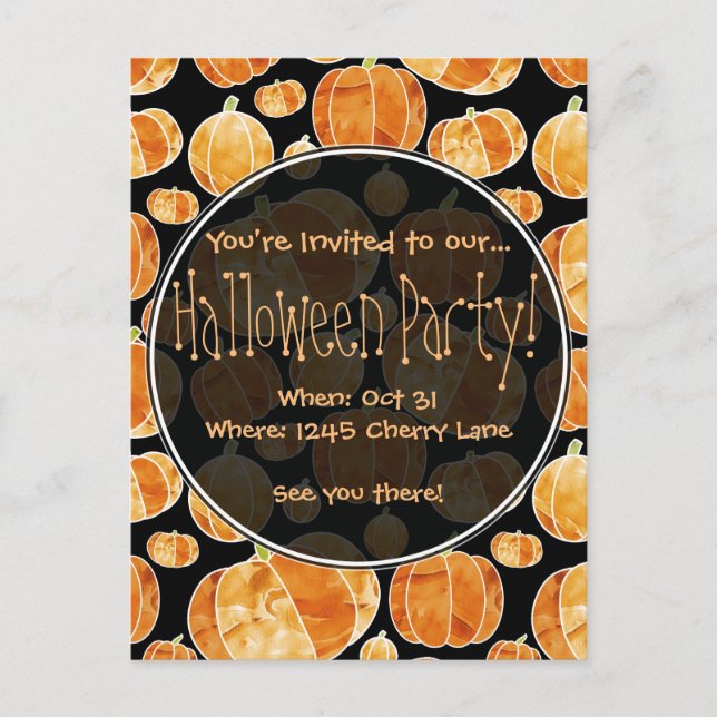 Halloween Pumpkin Pattern Party Invitation (Front)