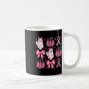 Halloween Pumpkin Pink Ribbon Disco Ghost Bow Brea Coffee Mug