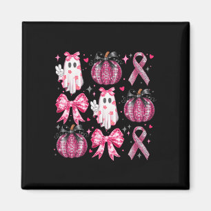 Halloween Pumpkin Pink Ribbon Disco Ghost Bow Brea Magnet