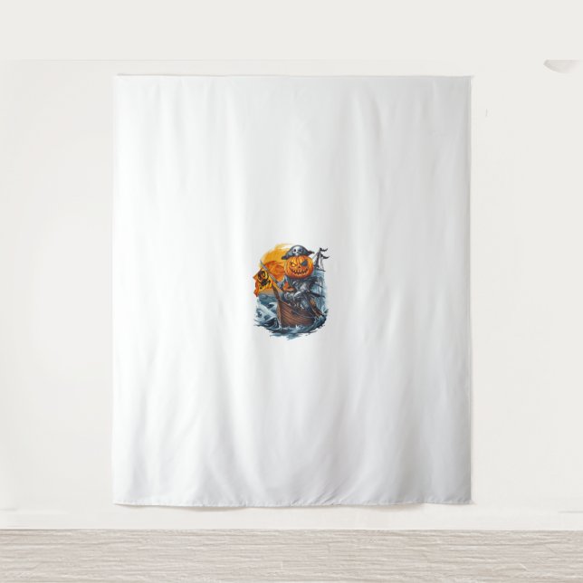 Halloween Pumpkin Pirate Adventure Tapestry (Front)
