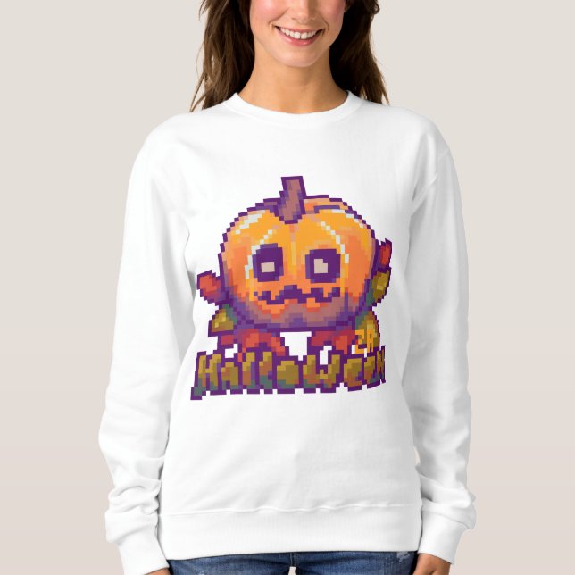 Halloween, pumpkin Pixel art Sweatshirt (Front)