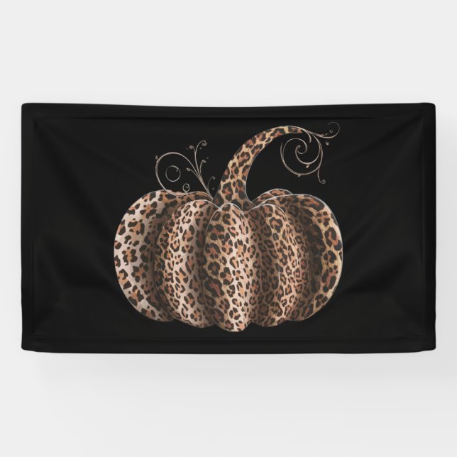 Halloween Pumpkin Plaid Leopard Fall Thanksgiving  Banner (Horizontal)