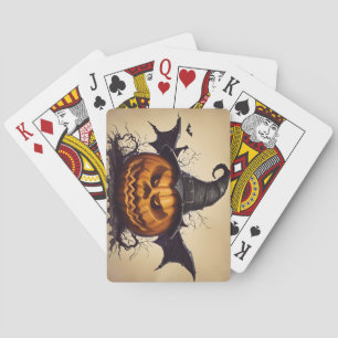 Halloween pumpkin playing cards