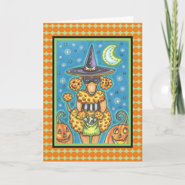 HALLOWEEN PUMPKIN POODLE GREETING CARD Verse (Front)