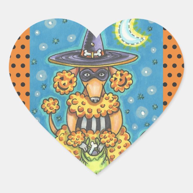 HALLOWEEN PUMPKIN POODLE STICKERS SHEET Heart (Front)