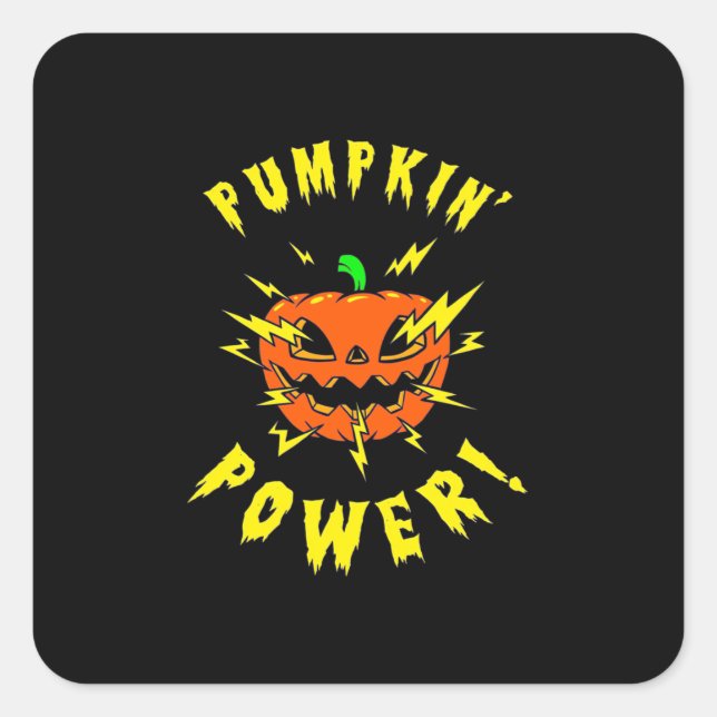 Halloween Pumpkin Power Square Sticker (Front)