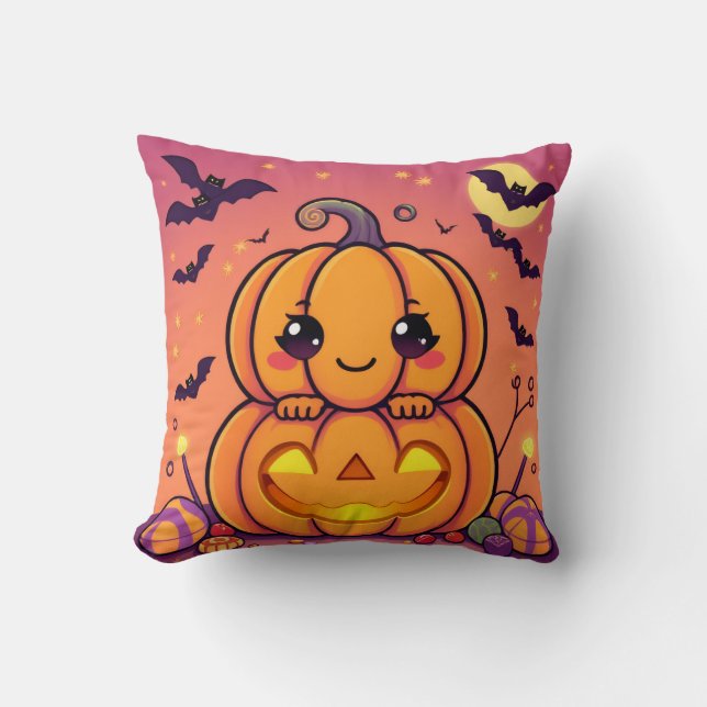 Halloween Pumpkin Print Cushion (Front)