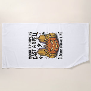 Halloween Pumpkin Quote Moonlit Jack O Lantern Eng Beach Towel