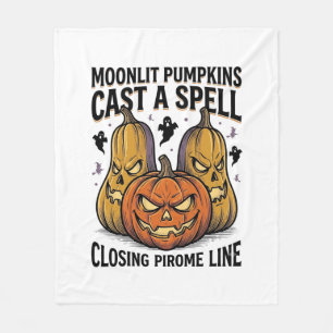 Halloween Pumpkin Quote Moonlit Jack O Lantern Eng Fleece Blanket