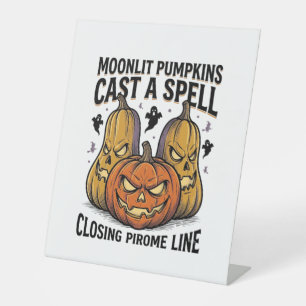 Halloween Pumpkin Quote Moonlit Jack O Lantern Eng Pedestal Sign