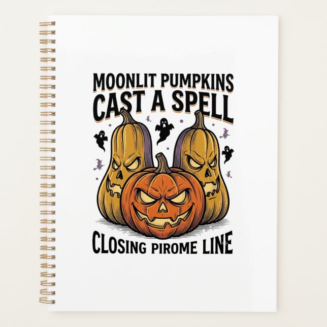 Halloween Pumpkin Quote Moonlit Jack O Lantern Eng Planner (Front)