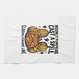 Halloween Pumpkin Quote Moonlit Jack O Lantern Eng Tea Towel