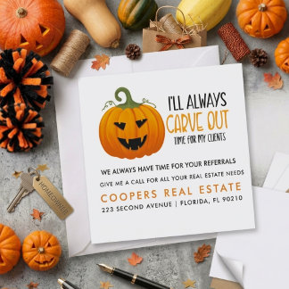halloween pumpkin real estate client referrals announcement