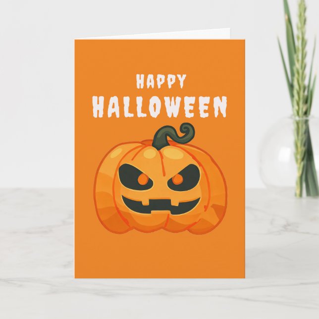 Halloween Pumpkin retro orange Card (Front)
