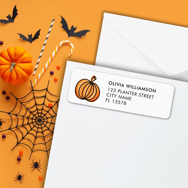 Halloween Pumpkin Return Address Label (Pumpkin Address Labels, perfect for Halloween and Fall stationery. )