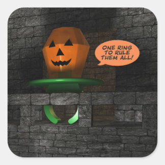 Halloween Pumpkin Ring Pop Square Sticker