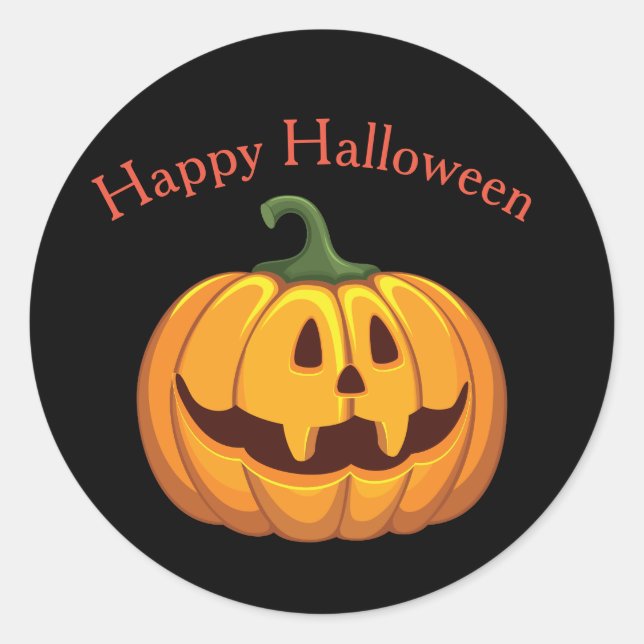 Halloween Pumpkin Round Sticker (Front)