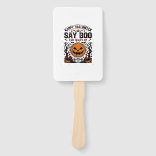 Halloween Pumpkin Say Boo Scary Vintage_1 Hand Fan