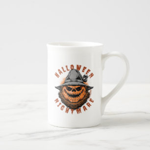 Halloween Pumpkin Scarecrow Design Bone China Mug