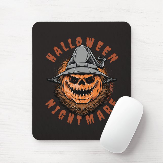 Halloween Pumpkin Scarecrow Design Mouse Mat (With Mouse)