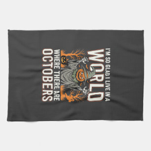Halloween Pumpkin Scarecrow October World Vintage Tea Towel