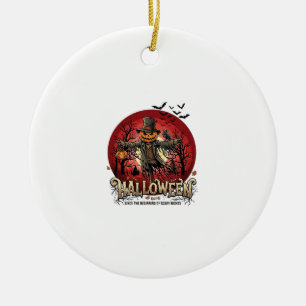 Halloween Pumpkin Scarecrow Raven Bats_1 Ceramic Tree Decoration