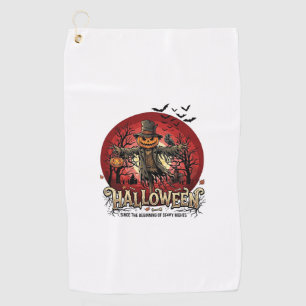 Halloween Pumpkin Scarecrow Raven Bats_1 Golf Towel
