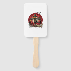 Halloween Pumpkin Scarecrow Raven Bats_1 Hand Fan