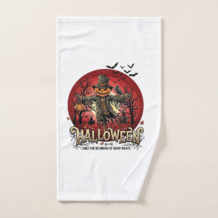 Halloween Pumpkin Scarecrow Raven Bats_1 Hand Towel
