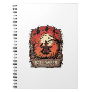 Halloween Pumpkin Scarecrow Witches Full Moon_1 Notebook