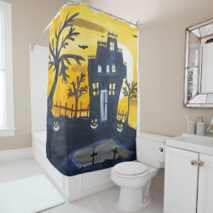 Halloween Pumpkin Scary Cute Orange Fall Spooky Shower Curtain