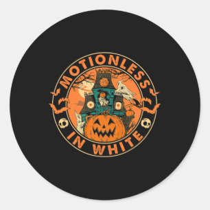 Halloween Pumpkin Scary Fun Motionlesses In White  Classic Round Sticker