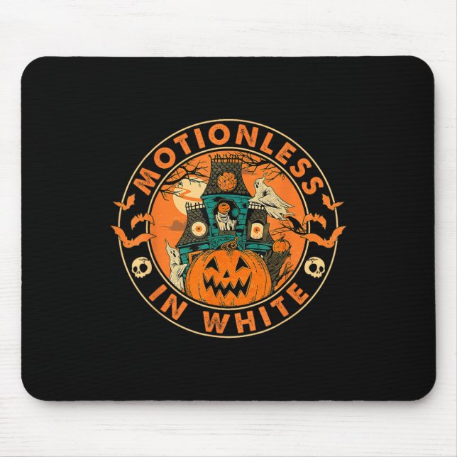 Halloween Pumpkin Scary Funny Motionlesses In Whit Mouse Mat (Front)