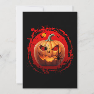 halloween pumpkin scary spiders bats invitation