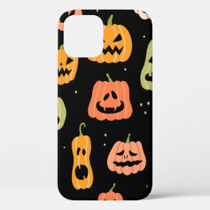 Halloween pumpkin seamless pattern. Hand drawn ill iPhone 12 Case
