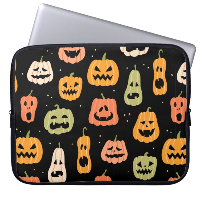 Halloween pumpkin seamless pattern. Hand drawn ill Laptop Sleeve (Front)