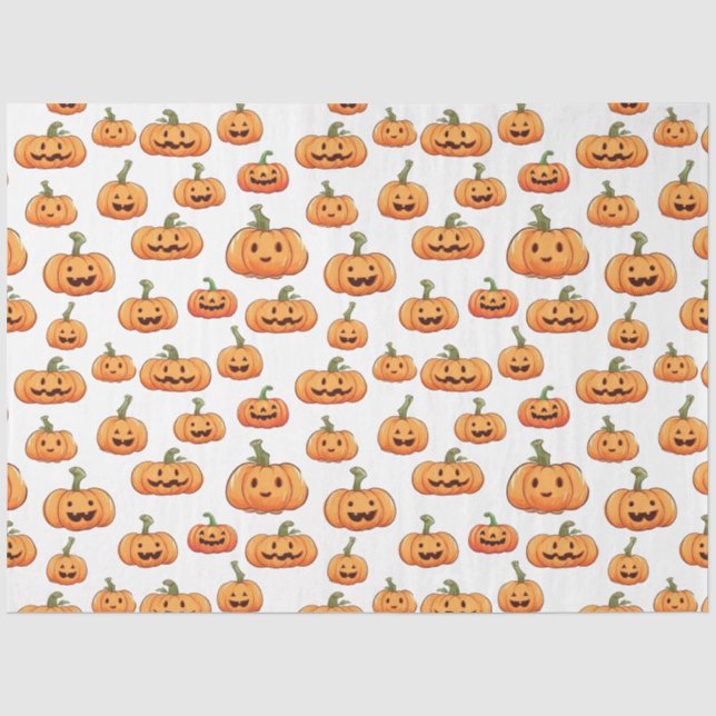 Halloween Pumpkin Seamless Pattern Tissue Paper (Front)