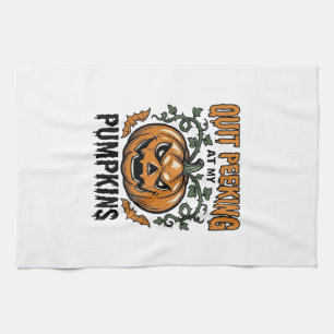 Halloween Pumpkin Shirt Vintage Engraving Joke_1 Tea Towel