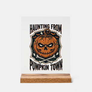 Halloween Pumpkin Shirt Vintage Jack O Lantern Tow Acrylic Sign