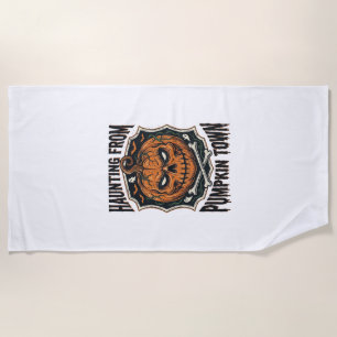 Halloween Pumpkin Shirt Vintage Jack O Lantern Tow Beach Towel