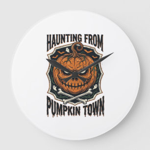 Halloween Pumpkin Shirt Vintage Jack O Lantern Tow Large Clock