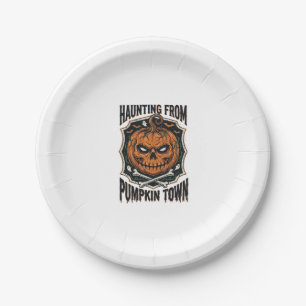 Halloween Pumpkin Shirt Vintage Jack O Lantern Tow Paper Plate