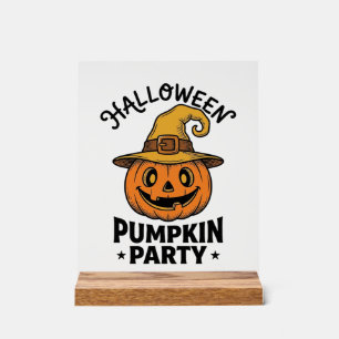 Halloween Pumpkin Shirt Vintage Witch Hat Fun_1 Acrylic Sign