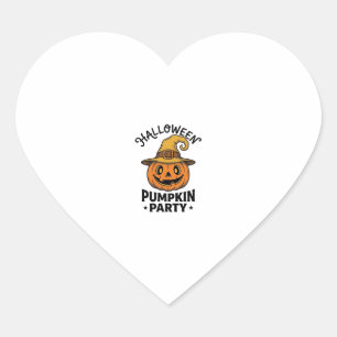 Halloween Pumpkin Shirt Vintage Witch Hat Fun_1 Heart Sticker
