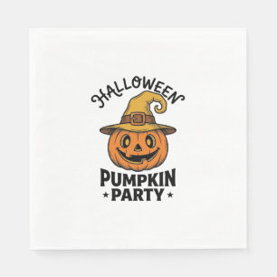 Halloween Pumpkin Shirt Vintage Witch Hat Fun_1 Napkin